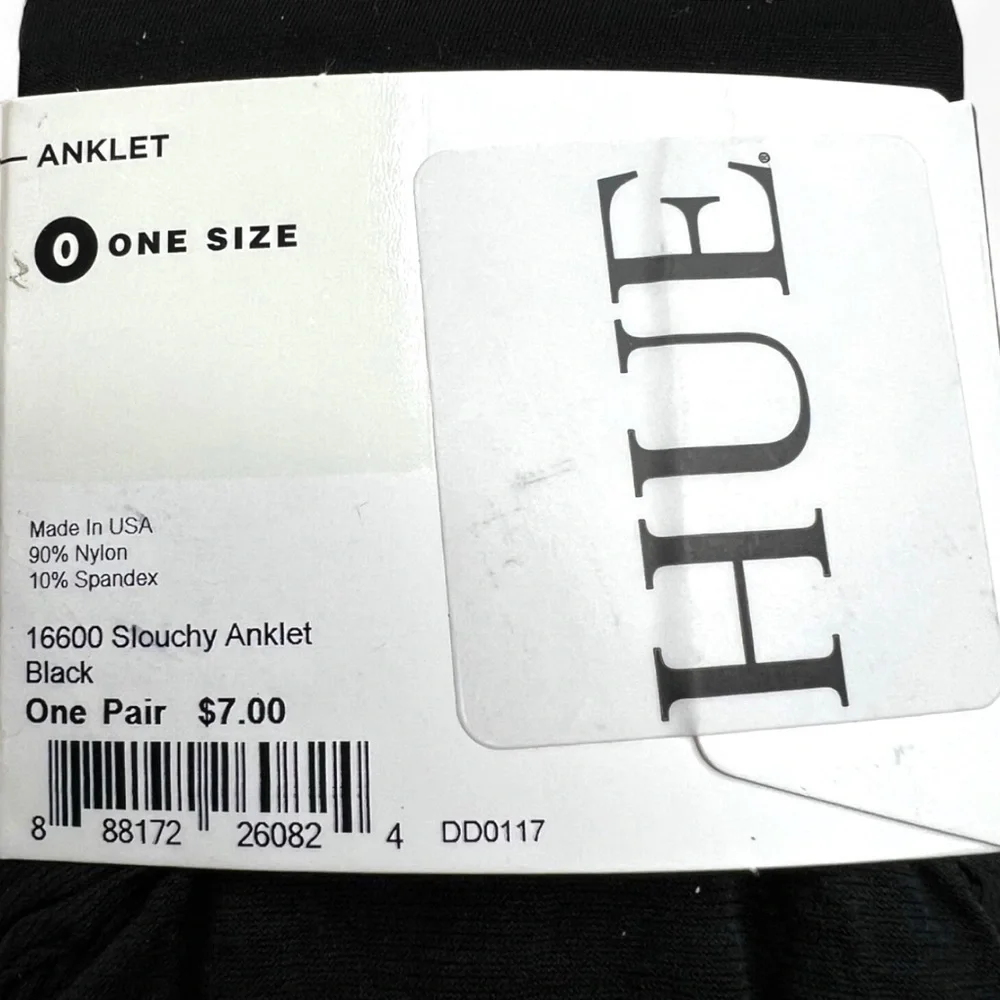 HUE Womens Slouchy Anklet Socks Black One Size Fits Most‎